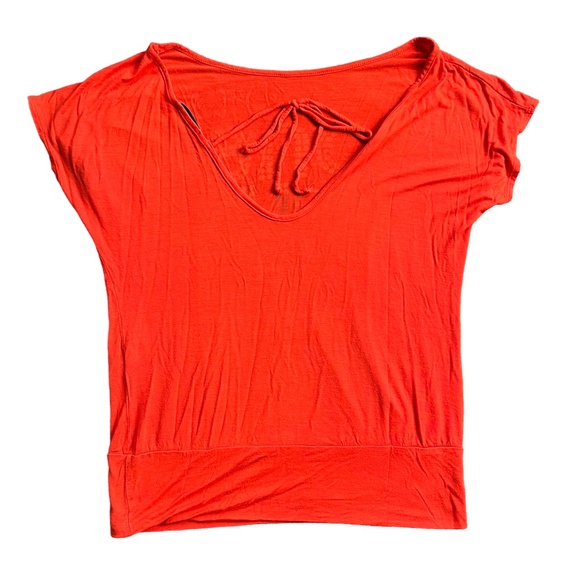 Forever 21 Neon Orange Rayon Shirt, Made in USA, Size Medium - Picture 2 of 5